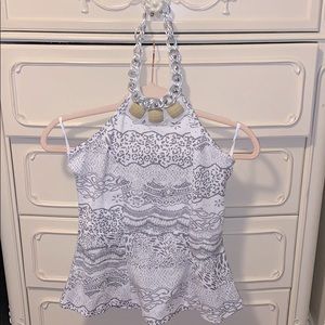 SPOT Gray and White blouse